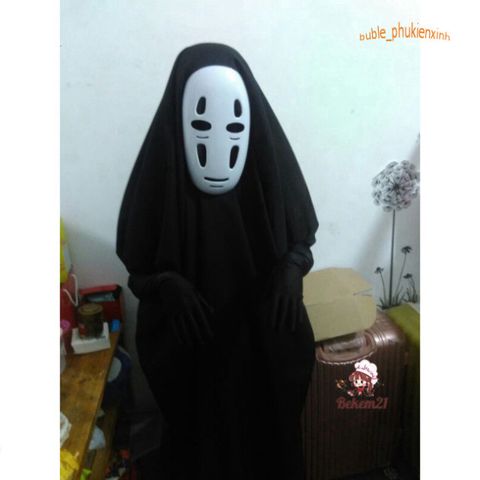 Bộ Trang Phục Cosplay Kaonashi - Áo Choàng Đen, Mặt Nạ Vô Diện & Găng Tay - Halloween, Anime Hayao Miyazaki Cho Trẻ Em & Người Lớn