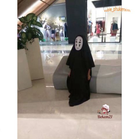 Bộ Trang Phục Cosplay Kaonashi - Áo Choàng Đen, Mặt Nạ Vô Diện & Găng Tay - Halloween, Anime Hayao Miyazaki Cho Trẻ Em & Người Lớn