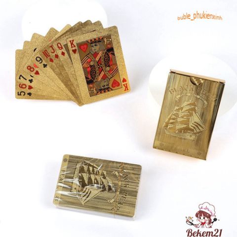Bài Tây Mạ Vàng 100$ USA Cao Cấp Chống Thấm Nước - Bộ Bài Poker Nhựa PVC Hộp Đựng Sang Trọng, Chơi Game & Ảo Thuật