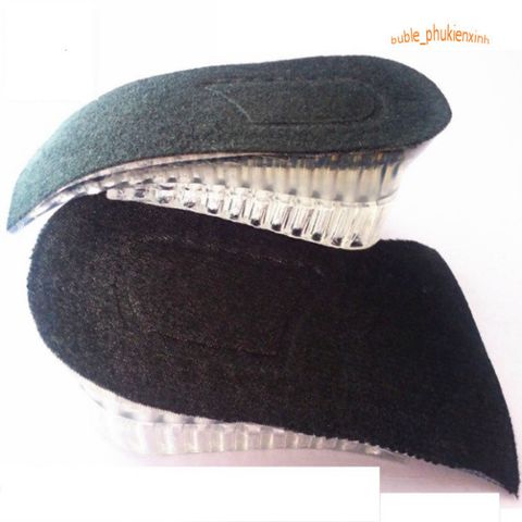Bộ 2 miếng lót giày silicon êm chân tăng chiều cao 3,5-4cm cho nam nữ - Màu đen thời trang, thoải mái và dễ sử dụng.