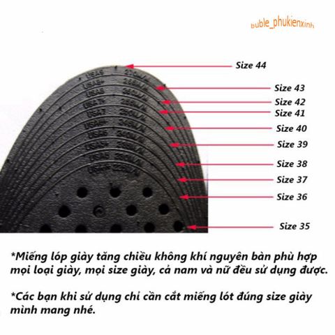 Miếng Lót Giày Tăng Chiều Cao Chất Liệu Cao Su PU - Êm Ái, Dễ Dàng Tùy Chỉnh Chiều Cao 3cm-7cm, Phù Hợp Cho Nam Nữ