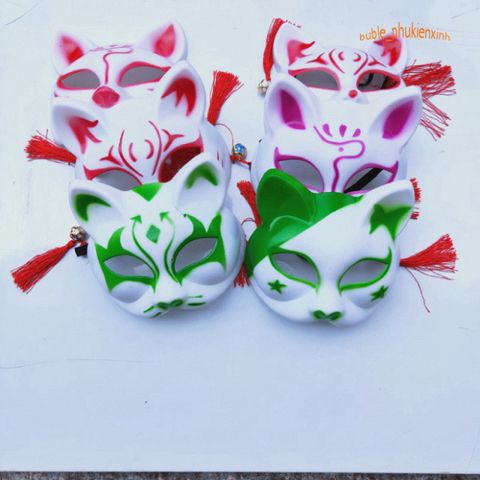 Mặt Nạ Hóa Trang Cáo Nhật Bản PVC - Mặt Nạ Cosplay Cáo Nửa Mặt Dễ Thương, Phụ Kiện Thời Trang Độc Đáo