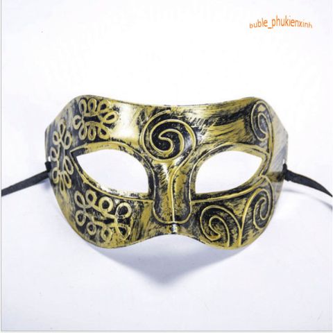 Mặt Nạ Nửa Mặt Vàng Đồng Cổ Điển - Halloween, Lễ Hội Hóa Trang - Có Dây Đeo Tiện Dụng Cho Nam Nữ