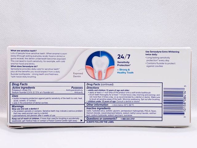 Kem Đánh Răng Sensodyne Extra Whitening 113g không vỏ hộp- Giảm ê buốt, Trắng răng, Hương bạc hà, Nhập khẩu Mỹ