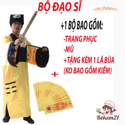 Trang phục Pháp sư Lâm Chánh Anh - Bộ quần áo huyền bí nhiều màu sắc cho cosplay và lễ hội, bao gồm áo và mũ.