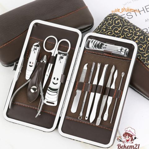 Bộ làm móng 12 món cao cấp kèm hộp sang trọng màu đỏ - Dụng cụ chăm sóc cá nhân tiện lợi cho bạn và gia đình