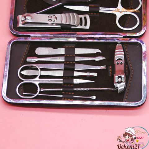 Bộ Dụng Cụ Chăm Sóc Móng Tay 12 Món Cao Cấp - Hộp Da Sang Trọng, Bao Gồm Kiềm Bấm, Cắt, Và Các Dụng Cụ Làm Đẹp Khác