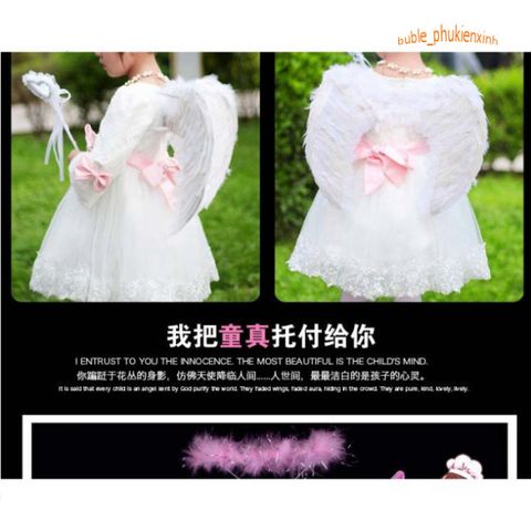 Cánh Thiên Thần Cosplay Trắng Đẹp Cho Trẻ Em - Đạo Cụ Tiệc Tùng, Hóa Trang, Chụp Ảnh Sự Kiện - Cánh Lông Vũ Tự Nhiên Siêu Nhẹ