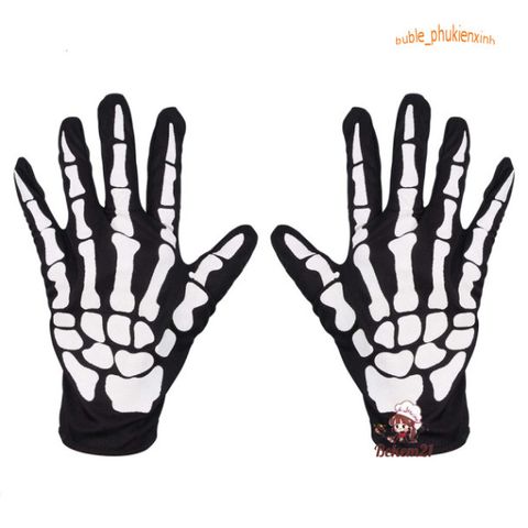 Bộ Găng Tay và Mặt Nạ Hóa Trang Halloween Hình Xương Độc Đáo - Phụ Kiện Tiệc Tùng Rùng Rợn Thú Vị