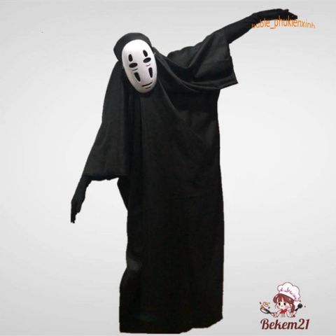 Bộ Trang Phục Vô Diện Kaonashi Cosplay - Áo Choàng Đen, Mặt Nạ và Găng Tay - Phù Hợp Cho Trẻ Em và Người Lớn