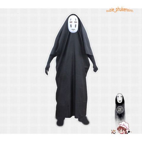 Bộ Trang Phục Vô Diện Kaonashi Cosplay - Áo Choàng Đen, Mặt Nạ và Găng Tay - Phù Hợp Cho Trẻ Em và Người Lớn
