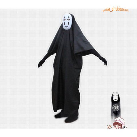 Bộ Trang Phục Vô Diện Kaonashi Cosplay - Áo Choàng Đen, Mặt Nạ và Găng Tay - Phù Hợp Cho Trẻ Em và Người Lớn