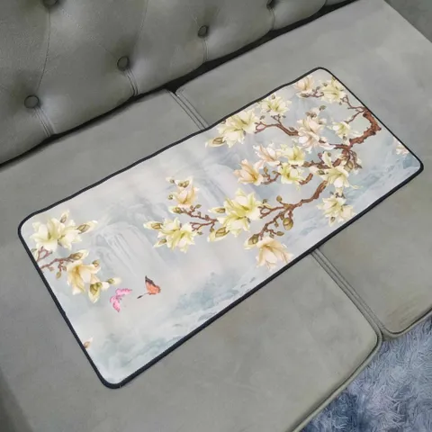 Miếng Lót Chuột Lớn [Hoa Xanh Loang 22] Chống Nước 70x30cm Dày 3mm, Bàn Di Chuột Chống Trơn Trượt Siêu Bền cho Game Thủ