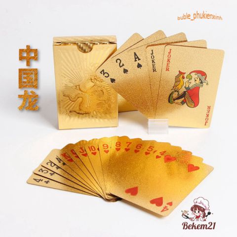 Bộ Bài Tây Mạ Vàng 500 Euro - Bộ Bài Phong Thủy Độc Đáo Kèm Hộp Đựng Sang Trọng, Chất Liệu Bền Bỉ