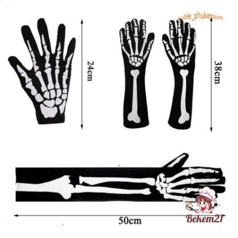 Mặt Nạ Halloween Bộ Xương Ma Ám Kèm Găng Tay Xương - Phụ Kiện Tiệc Hóa Trang Độc Đáo, Phù Hợp Cho Dịp Halloween