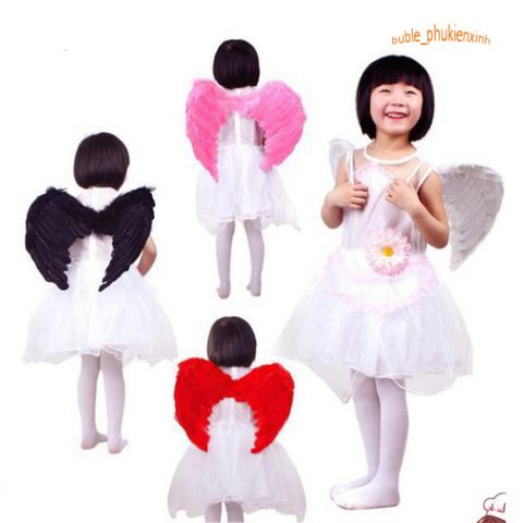 Cánh Thiên Thần Cosplay Trắng/Đen/Đỏ - Phụ Kiện Hóa Trang Halloween Cho Trẻ Em và Người Lớn, Tiệc Tùng, Lễ Hội
