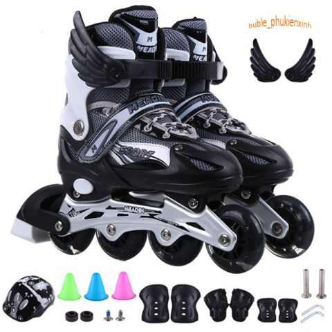 Giày Patin Trượt Thể Thao Cao Cấp Cho Trẻ Em và Người Lớn - Điều Chỉnh Kích Thước Dễ Dàng, Phiên Bản Mới 2020, 4 Bánh Sáng