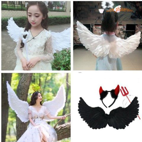 Cánh Thiên Thần Cosplay Trắng Cho Bé - Kích Thước 40*15cm, Phụ Kiện Tiệc Hóa Trang Đẹp Mắt