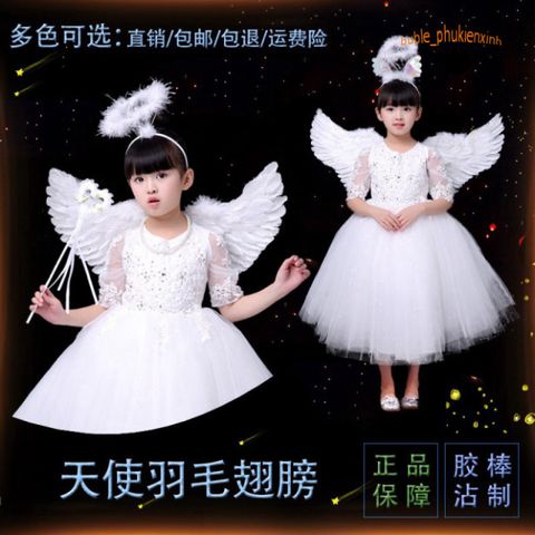 Cánh Thiên Thần Cosplay Trắng Cho Bé - Kích Thước 40*15cm, Phụ Kiện Tiệc Hóa Trang Đẹp Mắt