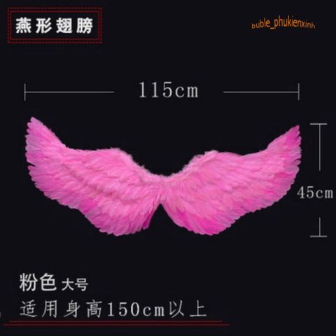 Cánh Thiên Thần Lông Vũ Sáng Bóng - Phụ Kiện Trang Phục Hóa Trang Cho Tiệc Giáng Sinh & Halloween, Dễ Dàng Kết Hợp, Thích Hợp Cho Mọi Lứa Tuổi