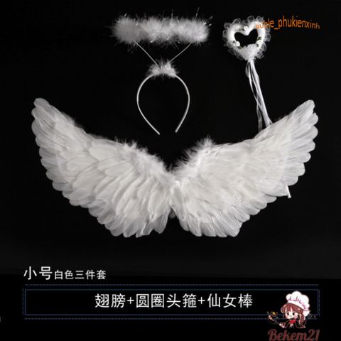 Cánh Thiên Thần Lông Vũ Sáng Bóng - Phụ Kiện Trang Phục Hóa Trang Cho Tiệc Giáng Sinh & Halloween, Dễ Dàng Kết Hợp, Thích Hợp Cho Mọi Lứa Tuổi
