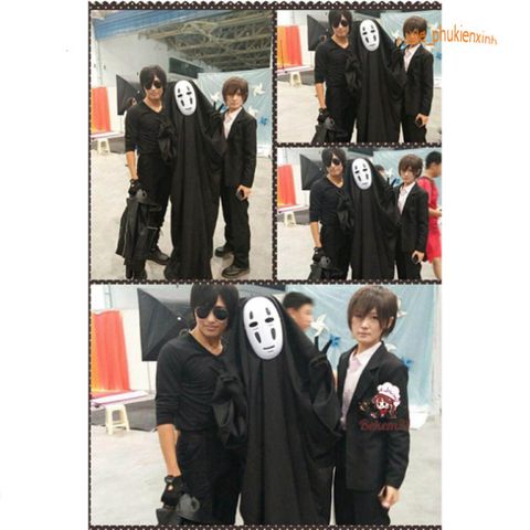 Bộ Đồ Cosplay Kaonashi - Nhân Vật Ma Vô Diện từ Hayao Miyazaki Spirited Away Cho Trẻ Em và Người Lớn - Áo Choàng và Mặt Nạ Vô Diện