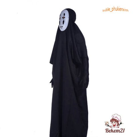 Bộ Đồ Cosplay Kaonashi - Nhân Vật Ma Vô Diện từ Hayao Miyazaki Spirited Away Cho Trẻ Em và Người Lớn - Áo Choàng và Mặt Nạ Vô Diện