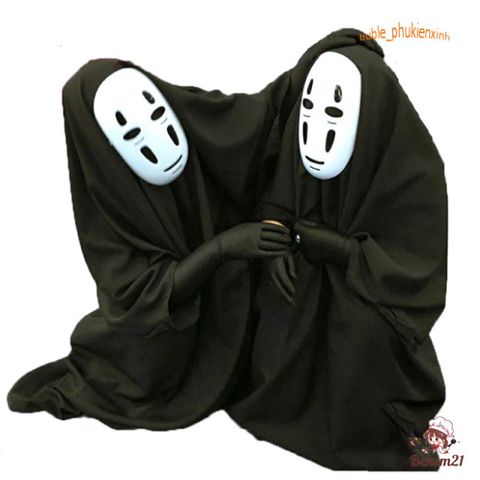 Bộ Đồ Cosplay Kaonashi - Nhân Vật Ma Vô Diện từ Hayao Miyazaki Spirited Away Cho Trẻ Em và Người Lớn - Áo Choàng và Mặt Nạ Vô Diện