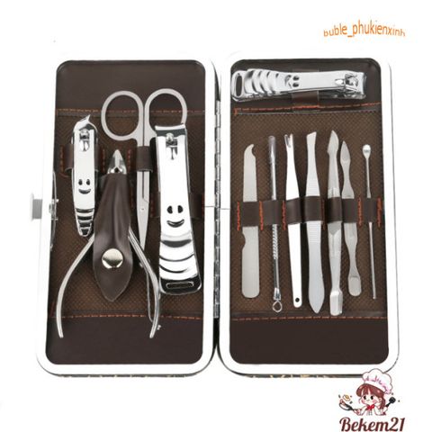 Bộ Dụng Cụ Bấm Móng Tay 12 Món Cao Cấp Với Hộp Da Sang Trọng - Dụng Cụ Làm Nail Tự Nhiên và Tiện Lợi