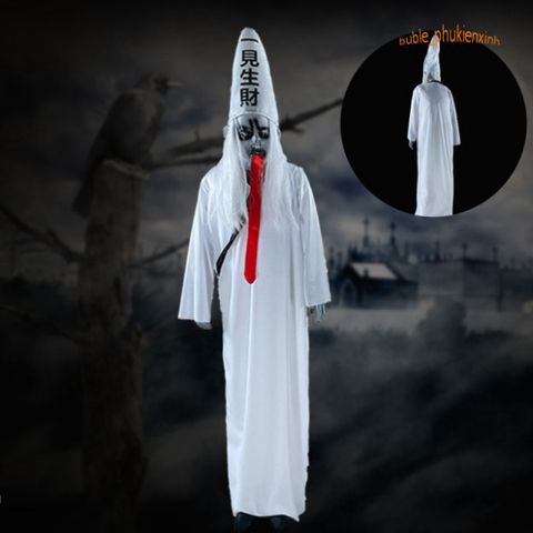 Bộ Trang Phục Hắc Bạch Vô Thường Halloween - Áo, Nón, Lưỡi Giả Cho Lễ Hội Hóa Trang Vô Diện Ấn Tượng