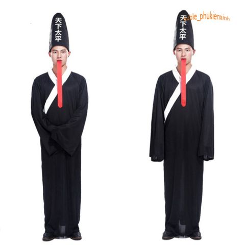Bộ Trang Phục Hắc Bạch Vô Thường Halloween - Áo, Nón, Lưỡi Giả Cho Lễ Hội Hóa Trang Vô Diện Ấn Tượng