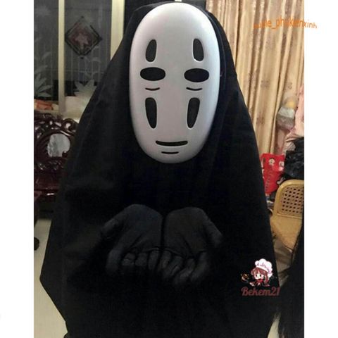 Bộ trang phục hóa trang Vô Diện Kaonashi từ Hayao Miyazaki - Cosplay Spirited Away cho trẻ em và người lớn, áo choàng và mặt nạ độc đáo.