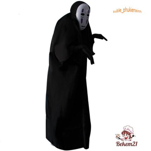 Bộ trang phục hóa trang Vô Diện Kaonashi từ Hayao Miyazaki - Cosplay Spirited Away cho trẻ em và người lớn, áo choàng và mặt nạ độc đáo.