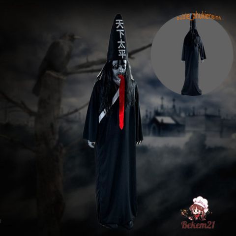 Trang Phục Hắc Bạch Vô Thường Halloween - Bộ Đồ Hóa Trang Kinh Dị Cho Lễ Hội, Phù Hợp Người Lớn 155-185cm