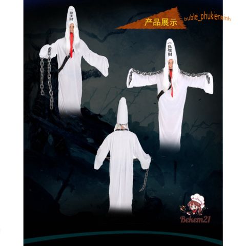 Trang Phục Hắc Bạch Vô Thường Halloween - Bộ Đồ Hóa Trang Kinh Dị Cho Lễ Hội, Phù Hợp Người Lớn 155-185cm