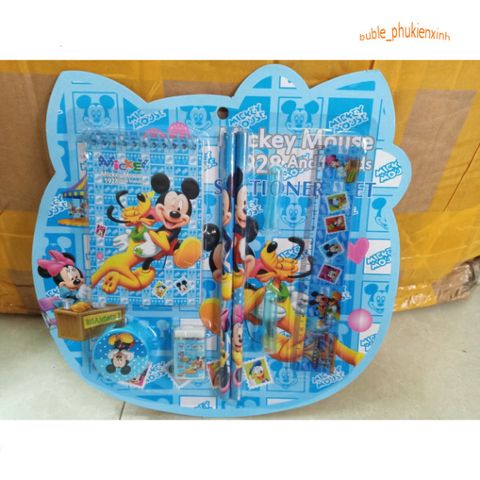 Bộ dụng cụ học tập 4 trong 1 - Bút chì, thước kẻ, gọt bút, tẩy chì hình Nhân vật Disney, Spiderman, Elsa cho bé