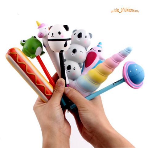 Bút Squishy Dẻo Cute - 20 Mẫu Thú Vị và Đáng Yêu - Bút Bi Nước Thay Ruột, Quà Tặng Văn Phòng Phẩm Cho Các Tín Đồ Fandom