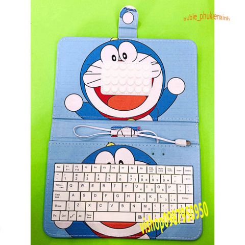Bao Da PU Doremon 7 Inch với Bàn Phím và Đầu Cắm Micro USB - Thiết Kế Chong Chóng Sang Trọng cho Điện Thoại Android