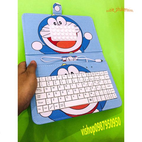 Bao Da PU Doremon 7 Inch với Bàn Phím và Đầu Cắm Micro USB - Thiết Kế Chong Chóng Sang Trọng cho Điện Thoại Android
