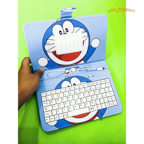 Bao Da PU Doremon 7 Inch với Bàn Phím và Đầu Cắm Micro USB - Thiết Kế Chong Chóng Sang Trọng cho Điện Thoại Android