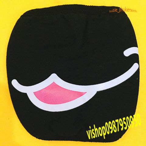 Khẩu Trang Cotton Đen Hàn Quốc In Hình Môi Hồng - Thiết Kế Độc Đáo, Thoáng Khí, Chống Bụi, Dành Cho Mọi Giới Tính