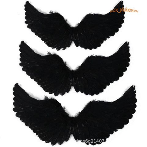Cánh Thiên Thần Trắng và Ác Quỷ Đen Cosplay - Phụ Kiện Hóa Trang Tiệc Tùng Cho Người Lớn Và Trẻ Em, Chất Liệu Lông Giả Thật 100%