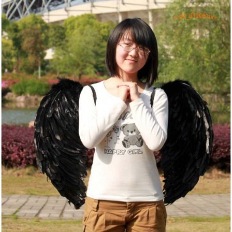 Cánh Thiên Thần Trắng và Ác Quỷ Đen Cosplay - Phụ Kiện Hóa Trang Tiệc Tùng Cho Người Lớn Và Trẻ Em, Chất Liệu Lông Giả Thật 100%