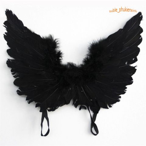 Cánh Thiên Thần Trắng và Ác Quỷ Đen Cosplay - Phụ Kiện Hóa Trang Tiệc Tùng Cho Người Lớn Và Trẻ Em, Chất Liệu Lông Giả Thật 100%