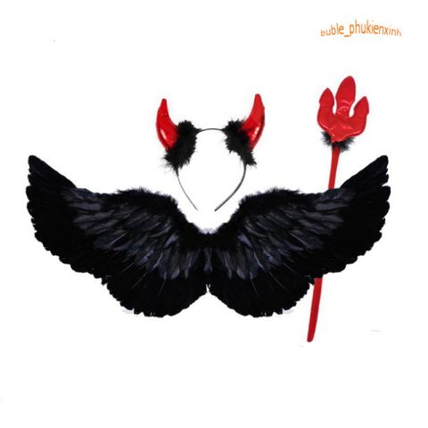 Cánh Thiên Thần Trắng và Ác Quỷ Đen Cosplay - Phụ Kiện Hóa Trang Tiệc Tùng Cho Người Lớn Và Trẻ Em, Chất Liệu Lông Giả Thật 100%