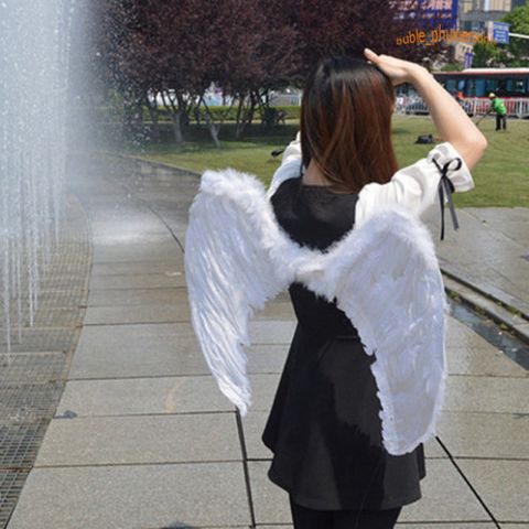 Cánh Thiên Thần Trắng và Ác Quỷ Đen Cosplay - Phụ Kiện Hóa Trang Tiệc Tùng Cho Người Lớn Và Trẻ Em, Chất Liệu Lông Giả Thật 100%