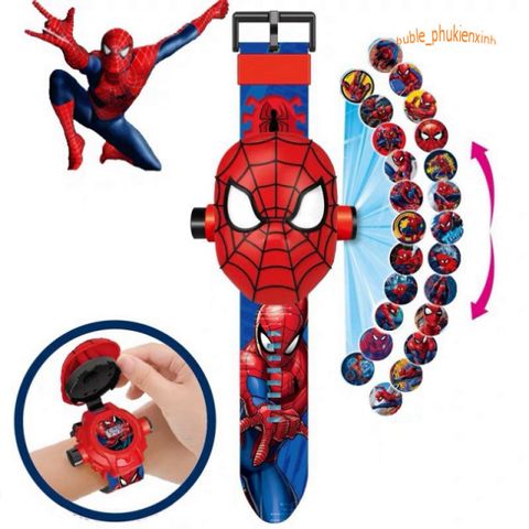 Đồng Hồ Chiếu Hình 3D Nhân Vật Avengers Điện Tử Cho Bé - Siêu Nhân, Elsa, Người Nhện, Quà Tặng An Toàn Thời Trang