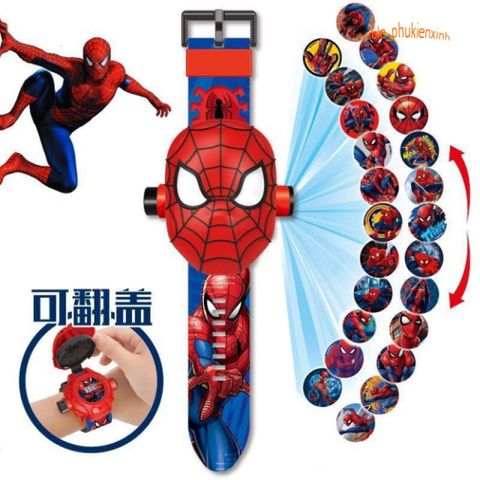Đồng Hồ Chiếu Hình 3D Nhân Vật Avengers Điện Tử Cho Bé - Siêu Nhân, Elsa, Người Nhện, Quà Tặng An Toàn Thời Trang