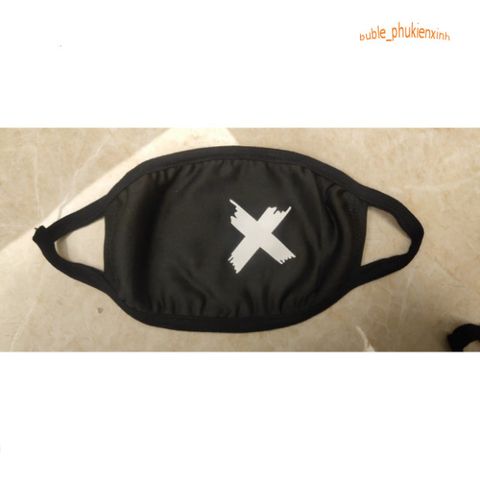 Khẩu Trang Anime/Manga Hàn Quốc Đen Cotton Chống Bụi - Thiết Kế Dấu X Độc Đáo, Thoáng Mát Cho Mọi Giới Tính