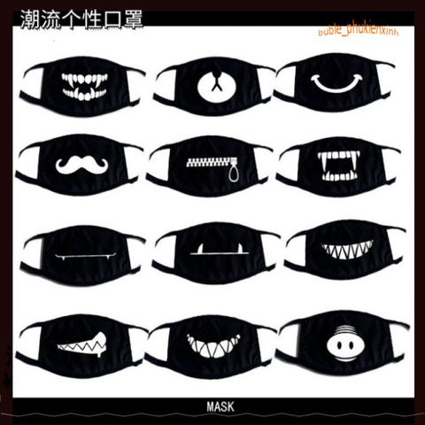 Khẩu Trang Anime/Manga Hàn Quốc Đen Cotton Chống Bụi - Thiết Kế Dấu X Độc Đáo, Thoáng Mát Cho Mọi Giới Tính
